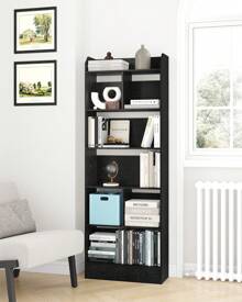 HaluPeit Bookcase, Bookcase, With 6 Compartments, Storage Shelf, Standing Shelf, For Living Room, Office, Bedroom, 24 X 60 X 170 Cm - 黑色 - 查看 2