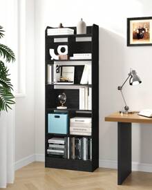 HaluPeit Bookcase, Bookcase, With 6 Compartments, Storage Shelf, Standing Shelf, For Living Room, Office, Bedroom, 24 X 60 X 170 Cm - 黑色 - 查看 3