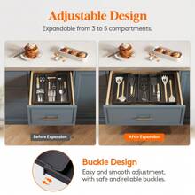 Utensil Organizer For Kitchen Drawers, Expandable Cooking Utensil Tray, Adjustable Cutlery Silverware Flatware Holder, Plastic Kitchen Spatula Tools And Gadgets Storage Divider, Large - màu đen - Xem 7