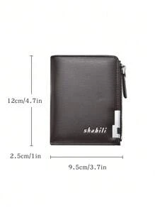 SHABILI 1 Ví ngắn có khóa góc kết cấu xếp li màu trơn với chất liệu PU, nhiều khe cắm thẻ và khóa kéo, phong cách cổ điển, thích hợp cho nam giới, thanh niên, sinh viên, đi làm, hẹn hò và tặng quà - Rỉ Nâu - Xem 5