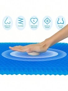 Cojín de asiento de gel con cubierta antideslizante, almohadilla gruesa y transpirable con diseño de panal y absorción de presión. Cojín de asiento doblemente grueso para silla de oficina, cojín de asiento para sillas de oficina, adecuado para uso en la oficina, hogar, coches y sillas de ruedas.
