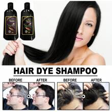 Shampoo Para Cabello Negra Instantáneo, Champú Para Color De Cabello, Champú De Teñido Natural Negro 3 En 1 Para Hombres Y Mujeres, Tinte De Cabello Negro Duradero, Shampoo Para Cabello Negro Fácil De Usar En Casa (negro) - Negro - Ver 2
