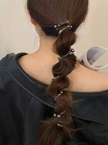 3pcs Women's Cute Faux Pearl Spiral Hair Tie, Women's Hair Ties, Hair Ties & Elastic Pearl Spiral Hair Ropes For Ponytail Or Braiding, Fashionable Hair Accessories Elegant, Hair Bobbles