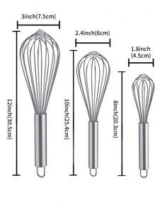 3 peças Batedores para Cozinhar, Batedor de Aço Inoxidável para Misturar, Bater, Bater e Mexer, Conjunto de Batedor de Arame de Balão Versão Aprimorada, 8+10+12