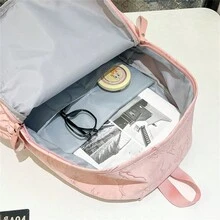 時尚輕便的防水學院風背包，適用於初高中和大學學生通勤和旅行 - 粉色 - 查看 6