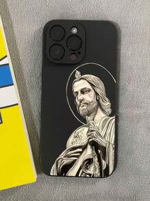 1pc Jesus Design Shockproof Anti-Slip Phone Case Compatible With IPhone, Honor, Redmi, Galaxy, Pixel