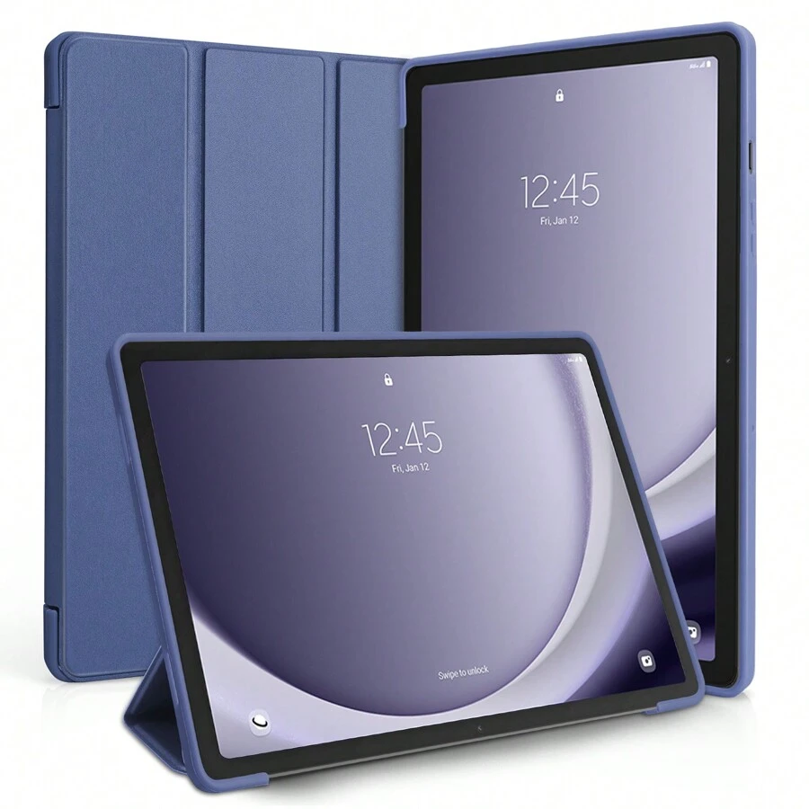 Galaxy Tab A9+ 2023 11 英寸可折叠三重 PC 保护壳办公家用平板电脑防摔保护壳带两个屏幕保护膜钢化玻璃膜防摔防爆膜适用于万圣节、圣诞节、生日、新年礼物、送给朋友的礼物 - 藍色 - 查看 1