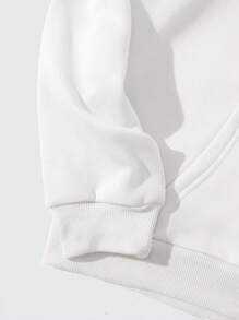 MURAMASA Men's Letter Print Drawstring Hoodie With Kangaroo Pocket - 白色的 - 查看 4