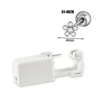 1PC Easy To Use Disposable Sterile Ear Piercer With Flower Gem Ball Buckle Set Piercing Gun Body Piercing Jewelry Valentines - Silver - View 20