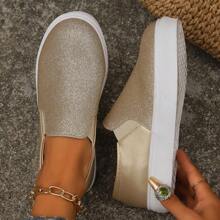 Women's Loafer Slip On Shoes Flats Sneakers Memory Foam Casual Comfort Glitter - Vàng - Xem 6