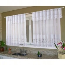 White Tulip Lace Kitchen Curtain With 40cm Band, 2.20m Width And 1.20m Height. Beautiful And Practical! - 白色 - 查看 3