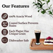 Acacia Wood Tray, Wooden Serving Platter, 1/2/3pcs Natural Wood Food Tray For Home Decor, Cheese, Fruit, Vegetables, Deli And Appetizers