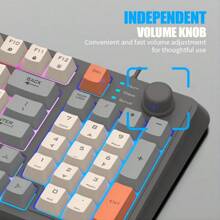 94% Gaming Keyboard, With Rotating Multimedia Keys And USB Connection. Blue, White, Grey Mixed Color With Semi-Transparent Characters. Ergonomic Wired Keyboard And Mouse Set, Suitable For Windows System, Desktop Computer, Laptop, Business, Office, And Gaming - Lake light blue - View 4