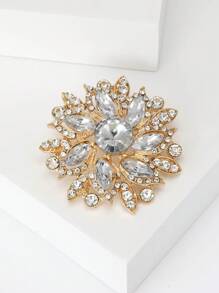 1pc Fashionable Rhinestone Flower Brooch Suitable For Daily Wear By Women Valentines,Mom,Mother,Mother's Day,Gift