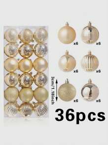 36pcs Blue Christmas Ball Ornament Set For Christmas Tree Decoration Birthday Home Decor Christmas Decorations Room Decor Winter - Multicolor - View 16