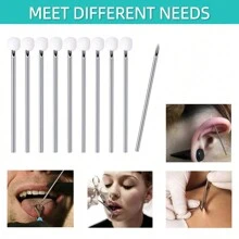 72Pcs/Sets Piercing Kit For Body Piercings With Piercing Tools For Eyebrow Nose Ear Septum Belly Button Lip Tongue Cartilage And More With 12G 13G 14G Mix Random Piercing Needles - Silver - View 3