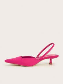 Women's Solid Color Kitten Heel Shoes, Elegant Pointed High Heels, Fashionable Ankle Strap Sandals