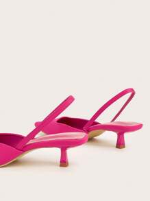 Women's Solid Color Kitten Heel Shoes, Elegant Pointed High Heels, Fashionable Ankle Strap Sandals
