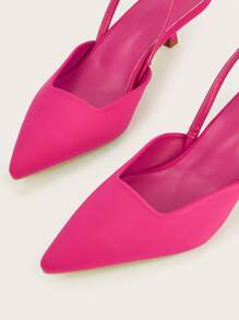 Women's Solid Color Kitten Heel Shoes, Elegant Pointed High Heels, Fashionable Ankle Strap Sandals
