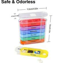7-Day Stackable Travel Pill Box - Weekly Pill Organizer For 1 Day 4 Times Supply - Colorful Rainbow Design, Durable Plastic Material, Compact And Portable Vitamins Containers