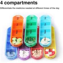 7-Day Stackable Travel Pill Box - Weekly Pill Organizer For 1 Day 4 Times Supply - Colorful Rainbow Design, Durable Plastic Material, Compact And Portable Vitamins Containers