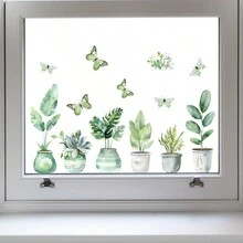 Flowers And Trees Series Flat Wall Sticker - Vibrant Window And Wall Decoration - Removable Plastic Film, For Kitchen, Living Room, Bedroom, Study, Dining Room, Ceiling, Birthday Party Decoration, Romantic Removable Art Decal Vinyl Decal,For Bedroom Decor,Room Decor Items,For Halloween Decor,Fall Decor,Classroom Decorations,Removable Sticker - Watercolor Flowers and Leaves - View 10