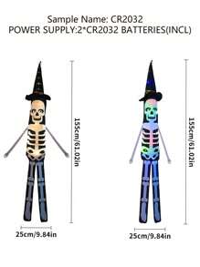 1 pieza Luz de cadena de sombrero de brujo con luz LED para decoración de Halloween, luz de ambiente espeluznante con calavera