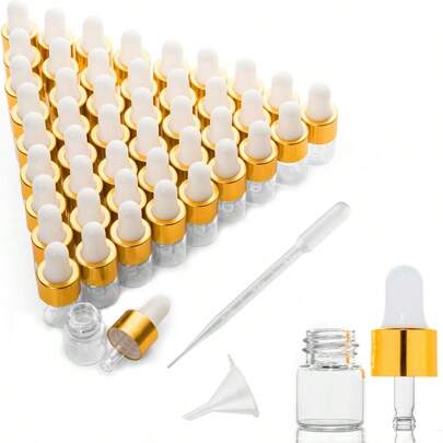 15 Stücke/50 Stücke Probetropfflaschen, klare Mini-Tropfflaschen mit kleiner Flüssigkeit für Proben von ätherischen Ölen, Kosmetik, Parfum und auf Reisen
