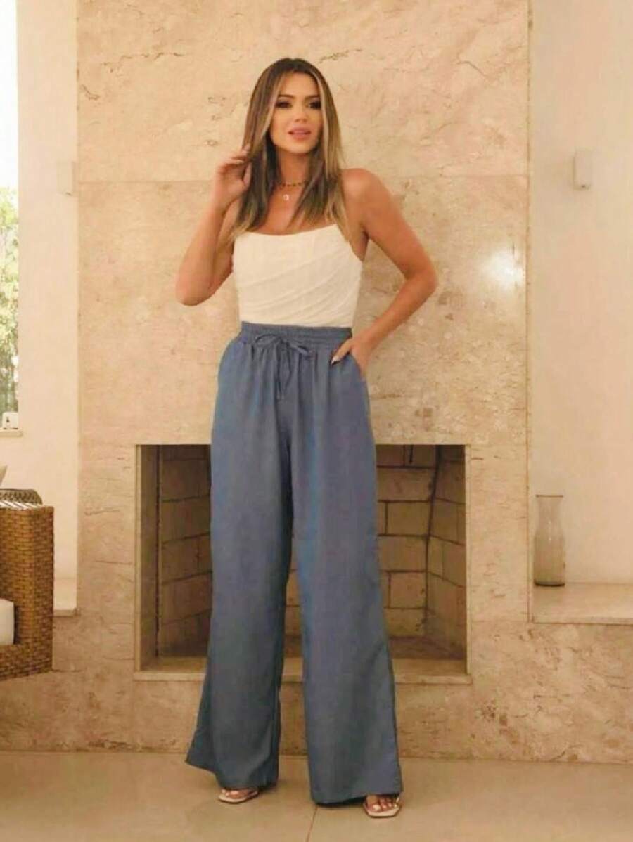 Women Pants - 灰色 - 查看 1