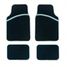 Conjunto de 4 tapetes de carro com bordas brilhantes, personalizados para mulheres, na cor preta, fáceis de limpar, com fundo de PVC antiderrapante, adequados para a maioria dos modelos. Frente 25,39 pol x 17,32 pol, traseira 13,77 pol x 16,92 pol. - Tamanho Único - Ver 7
