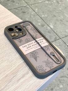 Minimalist Vintage Floral Perforation Non-Slip Phone Case Compatible With Apple Waterproof Shockproof Anti-Fall Scratch Resistant - Multicolor - View 2