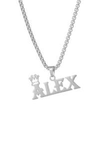A Fashionable And Neutral Style Necklace With A Crown And Thick Chain That Can Be Customized With Your English Name.