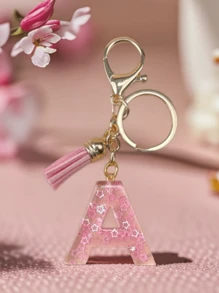 1 Peça de Chaveiro de Resina com Inicial, Ornamentos Feitos à Mão, Adequado para Bolsas, Acessórios, Encantos, Acessórios de Telefone Celular de Mulheres, Conchas de Borboleta, Lantejoulas em Forma de Estrela, Acessórios de Carro para o Dia dos Namorados, Encantos de Bolsa, Acessórios Escolares, Acessórios de Halloween, Ideias de Presente para o Dia dos Professores, Natal