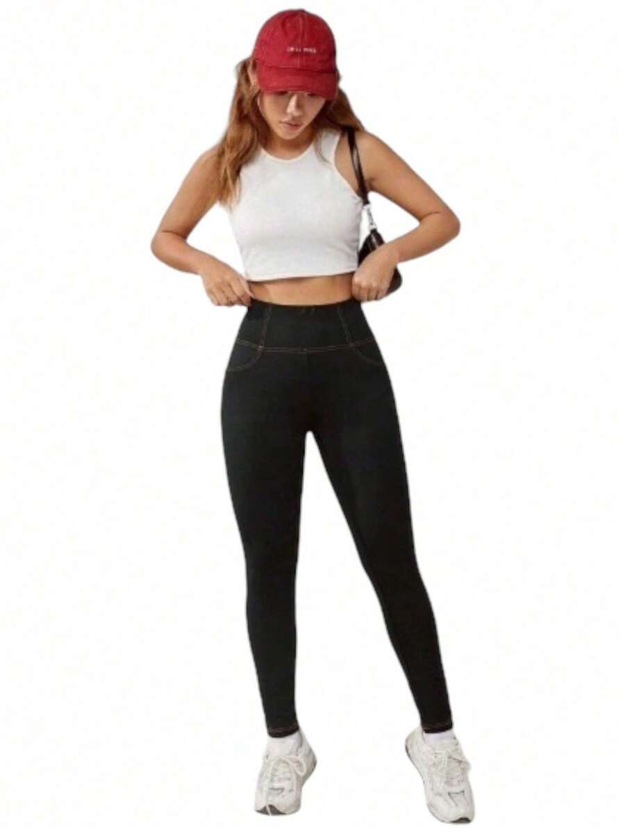 legging afelpado deportivo - Negro - Ver 1