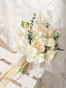 Wedding Bouquet For Bride Bride Holding Bouquet Elegant Realistic Decorative Bridal Bouquet For Decoration Valentine's Day Holding Flowers Decor Artificial Flowers Ornament Bridal Bouquets For Bride Rustic Bouquet Wedding
