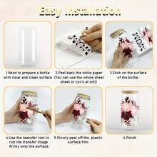 4Set Cool Skull Pattern Theme Design UV DTF Transfer Sticker Libbey Glass Cups Diy Wrap Transfer Sticker For 16 Oz Mugs Glass Cup Waterproof Sticker Bottle Sticker Adhesive Sticker-High Qualitys (4.3"X9.4") Size. - Multicolor - View 10