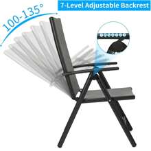 Set Of 2 Aluminum Garden Chairs, High-Backed, Foldable With 7-Way Adjustable Backrest, Up To 120 Kg, Lightweight Aluminum Garden Chairs, Balcony Chairs, Dining Room Chairs, Camping Chairs For Outdoors - Black - View 8