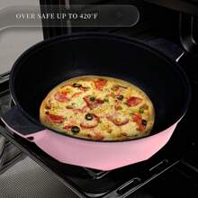 8 In 1 Frying Pans Nonstick,11 Inch Multipurpose Deep Frying Pan With Lid,5 Quart Wok Pan Non Stick, Stay-Cool Handle,Steamed Grid,Pfoa-Free,Dishwasher&Oven Safe,Works With All Stovetops - 粉色 - 查看 6