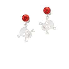 Delight Jewelry Acrylic Small Clear Skull Crystal Clip On Earrings - tinh thể màu đỏ - Xem 2