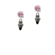Delight Jewelry Two Tone Drop With Black Crystal Crystal Clip On Earrings - pha lê màu hồng - Xem 2