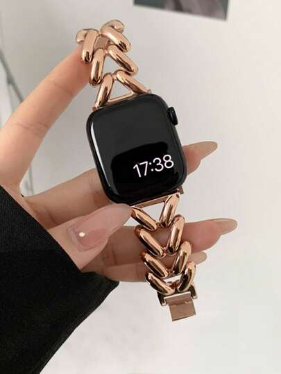 1pc Stainless Steel Metal Watch Band, Compatible With Apple Watch Bands 40mm Ultra2 49mm 44mm 45mm 46mm 41mm 42mm 38mm, Chain Design Bracelet Strap, Compatible With Apple Watch Series 11 10 SE 9 8 7 6 5 4 3 2 1, Band Accessories (Band Only)