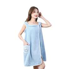 1pc Wearable Bath Towel, Bowknot Coral Velvet Bath Skirt For Adults, Water Absorption, Quick Drying, Bath Towel, No Hair Loss, Bath Supplies