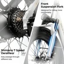 M3 Electric Bike For Adults,  Motor 48V 15A Ebike, 26''x4'' Fat Tire Electric Mountain Bike With 7 Speed Gears, Ebike For Commuting Dirt Mountain Beach Snow