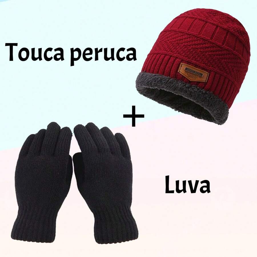 Men Hat Set - Rote Mütze+Handschuh - Übersicht 1
