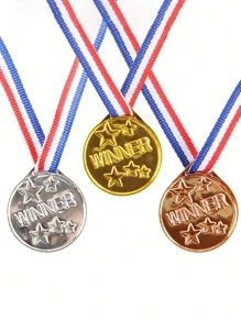 10pcs Gold Plastic Medals, Award Medals For Winners, Suitable For Parties, Games, Sports, Costumes, Athletics, Commemorative,Christmas
