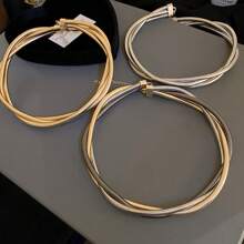 1pc Fashionable And Simple Gold/Silver Snake Bone Chain Collar Necklace For Women Suitable For Daily Wear - Make a Collar - View 10