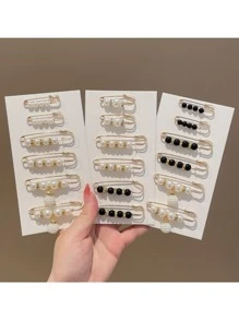 6/12/18/20 Stücke Kunstperlen Taillenknöpfe, süße Broschen, Kunstperlen Broschen, einstellbare Hosen Knöpfe, Legierung Hosen Taillenclips, einstellbare Kleidung Straffzieher, Multi-Größe, Mode Accessoires - Weiss - Übersicht 12