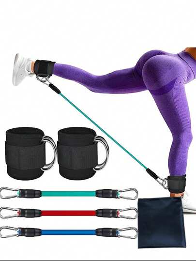Conjunto de 5 Peças de Faixas de Resistência para Tornozelo, Faixas de Tornozelo com Tornozeleiras, Faixas de Resistência para Treinamento de Pernas, Faixas de Tornozelo com Faixas para Exercícios