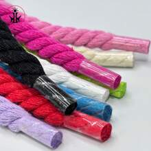 1 对编织圆形 1 厘米粗三股绳鞋带，适用于鞋子/包包/服装装饰 - 玫紅色 - 查看 5