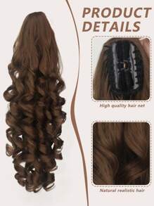 Brown Synthetic Ponytail Extension Extra Long Wavy Claws Clip Ponytail Braid Wave Curl Hair Clip Hairpiece For Women's Daily & Party Use